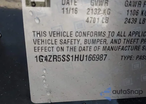 2017 Buick Lacrosse Premium from USA, damaged, VIN 1G4ZR5SS1HU166987